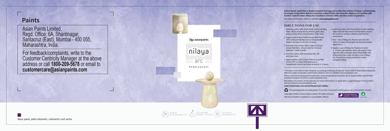 Ap Asian Paints Nilaya Arc Pearlescent Device mark 6727209 Trademark