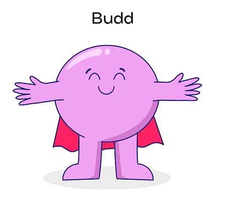 Device Of Mascot Namely Budd Device mark 6833882 Trademark
