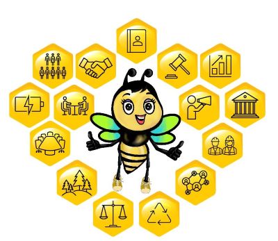 Artistic Label Of Bee & Misc. Devices Device mark 6856509 Trademark