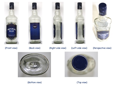 Imperial Blue Labelled Bottle (3d) Device mark 6858483 Trademark