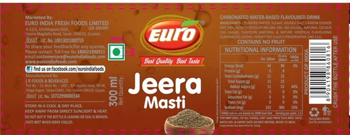 Euro Jeera Masti (label) Device mark 6866241 Trademark