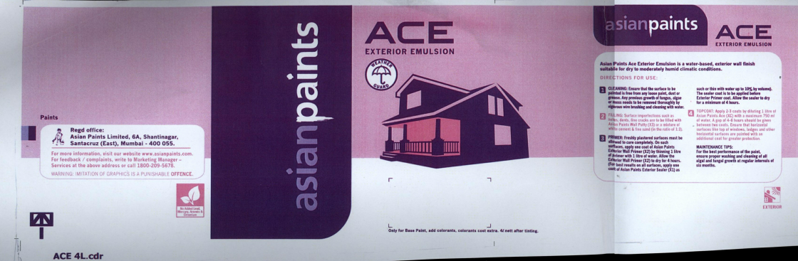 Ace Asianpaints Exterior Emulsion Device mark 2130505 Trademark