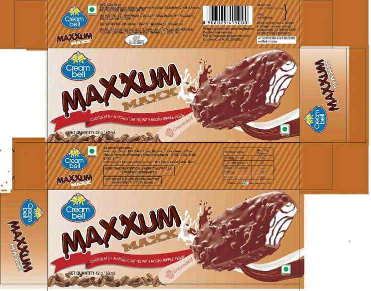Creambell Maxxum Maxx (label) Device mark 2717594 Trademark