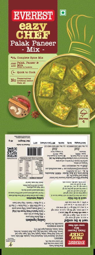 Everest Eazy Chef Palak Paneer Mix Device mark 7090576 Trademark