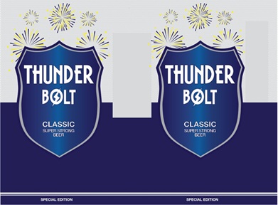Thunder Bolt Classic Super Strong Beer (label) Device mark 7241532 Trademark