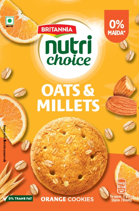 Britannia Nutrichoice Oats & Millets Orange Cookies Device mark 7243170 Trademark