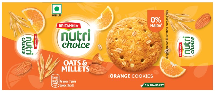 Britannia Nutrichoice Oats & Millets Orange Cookies Device mark 7243173 Trademark