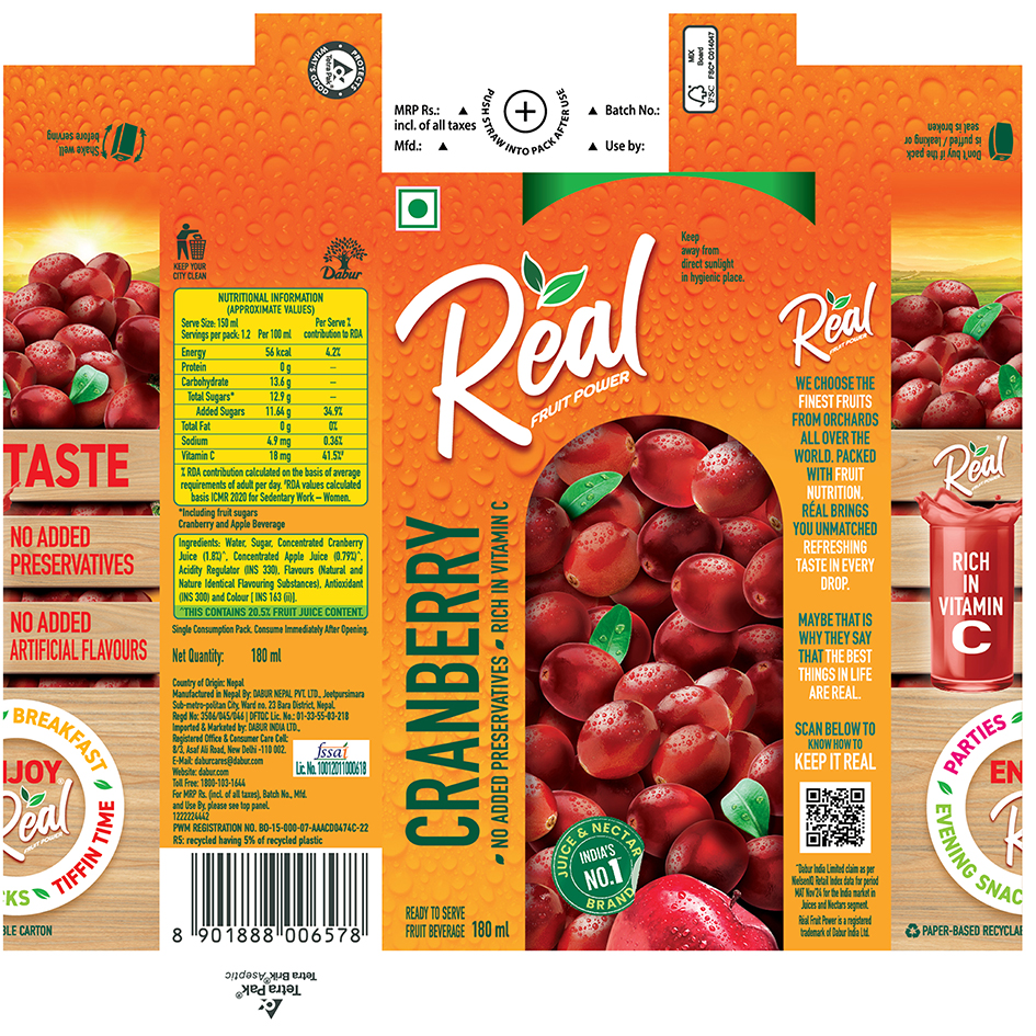 Real Fruit Power Cranberry Device mark 7341456 Trademark