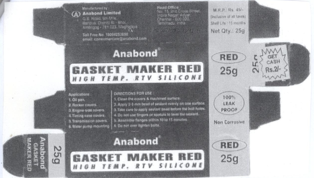Anabond Gasket Maker Red High Temp. Rtv Silicone Device mark 2413127 Trademark
