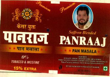 Saffron Blended Panraaj Pan Masala Device mark 2896417 Trademark