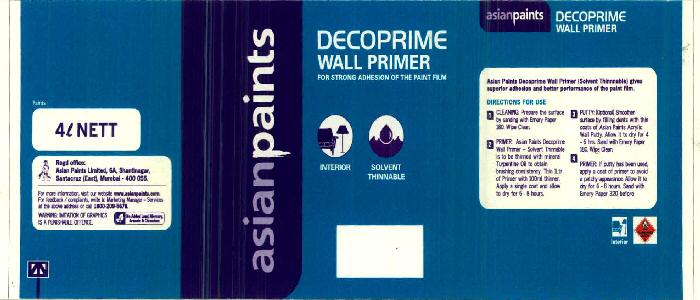 Asianpaints Decoprime Wall Primer Device mark 2454011 Trademark