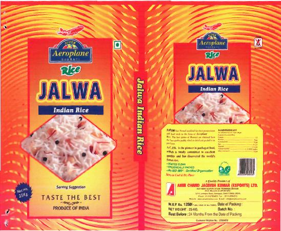 Jalwa Indian Rice(lable) Device mark 2197506 Trademark