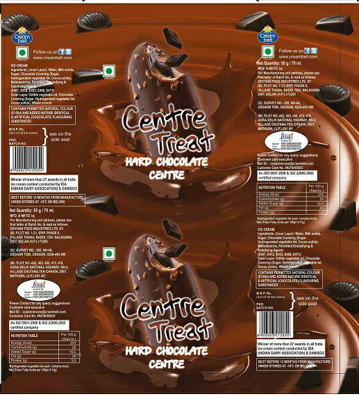 Creambell Centre Treat-hard Chocolate Centre (label) Device mark 2717586 Trademark