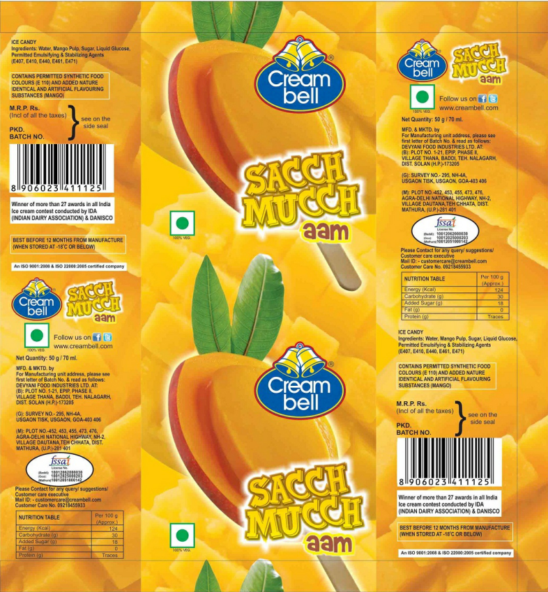 Creambell- Sacch Mucch Aam (label) Device mark 2717598 Trademark