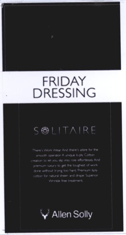 Friday Dressing Solitaire Allen Solly Device mark 2244981 Trademark