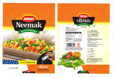 Nirma Neemak Vacuum Evaporated Iodised Edible Salt Device mark 2105765 Trademark