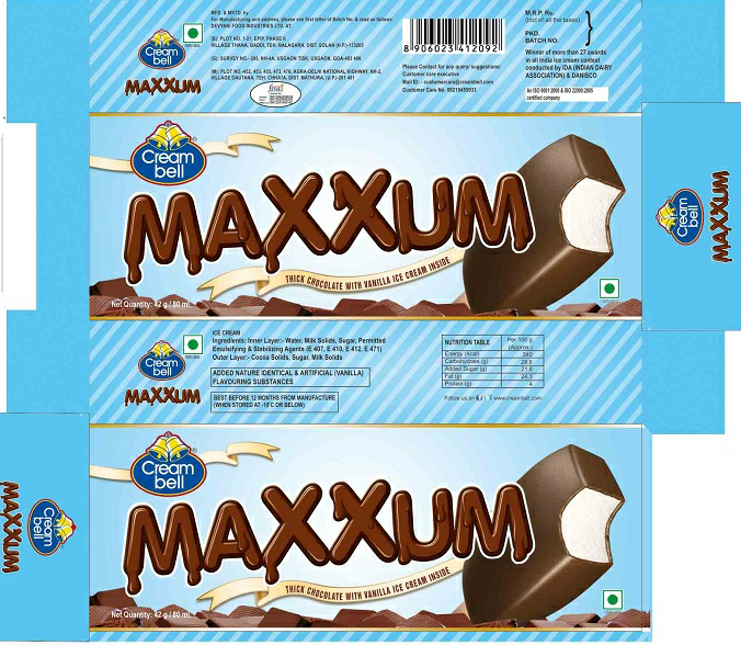 Creambell Maxxum Choco Vanilla (label) Device mark 2717596 Trademark