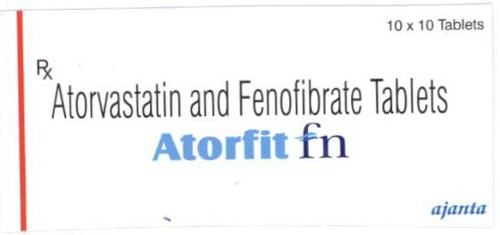 Atorvastatin And Fenofibrate Tablets Atorfit Fn (label) Device mark 1635575 Trademark