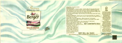 Precious, Berger, Colorbank, Silk Splendour (label) Device mark 1498707 Trademark