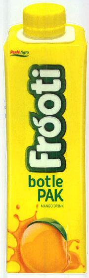 Parle Agro Frooti Botle Pak Mango Drink Device mark 2654740 Trademark