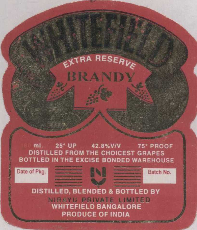 Whitefield. Exclusive Dry Gin Triple Distilled. (label) Device mark 1045009 Trademark