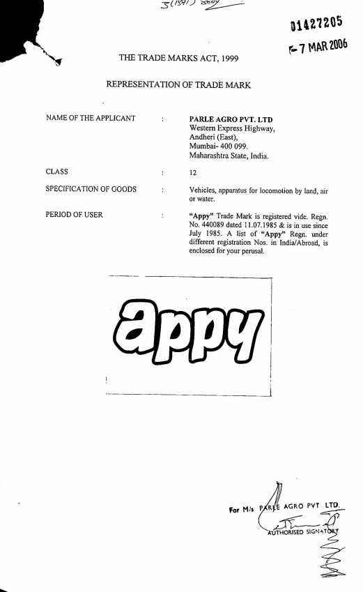 Appy ( Label) Device mark 1427205 Trademark