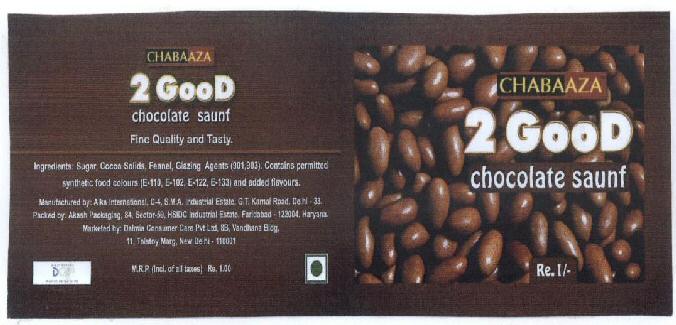 Chabaaza 2 Good Chocolate Saunf With Label Device mark 1434361 Trademark