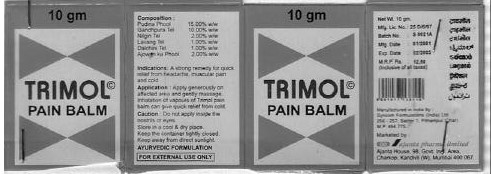 Trimol Pain Balm (label) Device mark 988266 Trademark