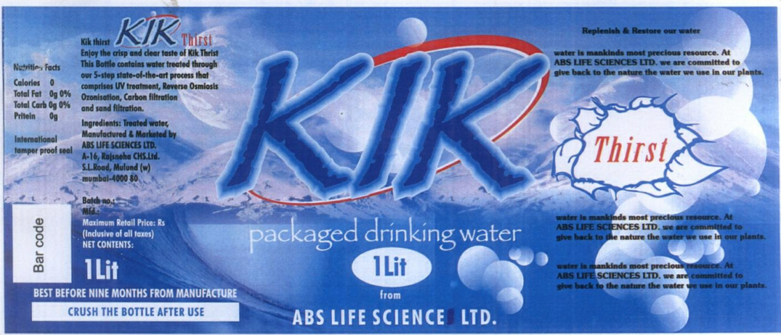 Kik Packaged Drinking Water Device mark 1872184 Trademark