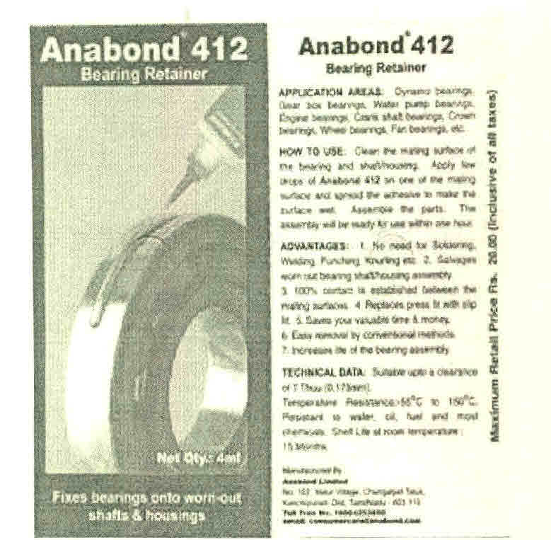 Anabond 412 Bearing Retainer Device mark 2678236 Trademark