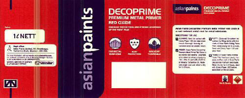 Asian Paints Decoprime Premium Metal Primer Red Oxide Device mark 2822077 Trademark