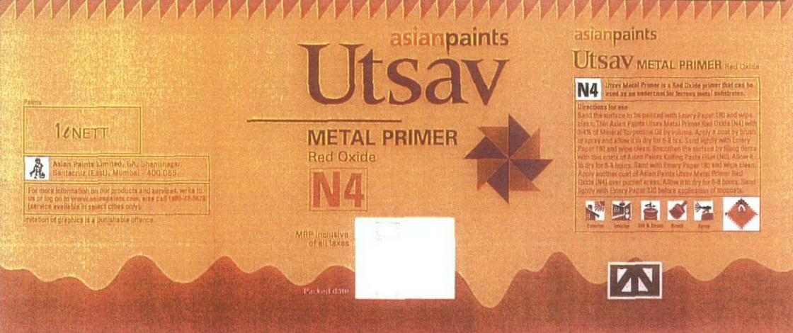 Utsav Metal Primer Red Oxide (label) Device mark 1670428 Trademark