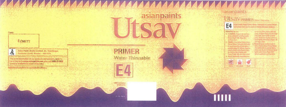 Utsav Primer Water Thinnable (label) Device mark 1670421 Trademark