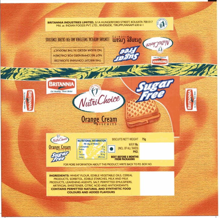 Britannia Nutri Choice, Orange Cream Device mark 1289583 Trademark