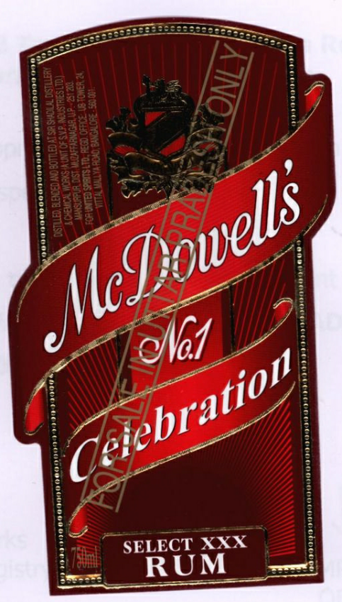 Mc Dowell's No.1 Celebration Select Xxx Rum Device mark 2269246 Trademark