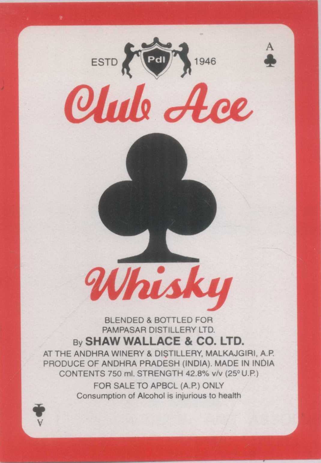 Club Ace Whisky Device mark 986008 Trademark