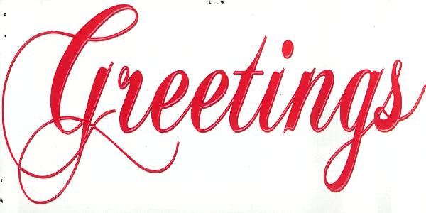 Greetings (label) Device mark 2218049 Trademark