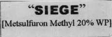 "siege" (metsulfuron Methyl 20% + Wp) Device mark 1468441 Trademark
