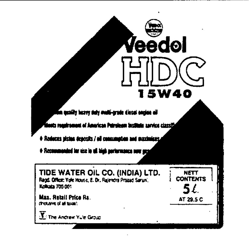 Veedol Hdc 15 W40 (label) Device mark 1160592 Trademark