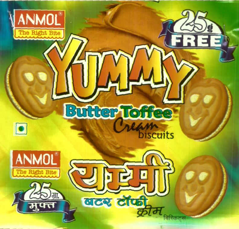 Yummy Butter Toffee Cream Biscuits ( Label) Device mark 1440514 Trademark