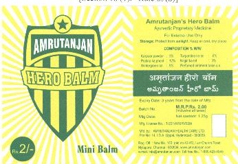 Amrutanjan Hero Balm Device mark 1655022 Trademark