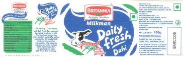 Britannia Milkman Daily Fresh Dahi (label). Device mark 1755592 Trademark