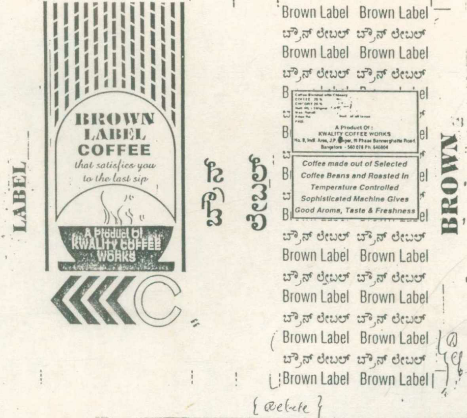 Brown Label Coffee Device mark 662368 Trademark