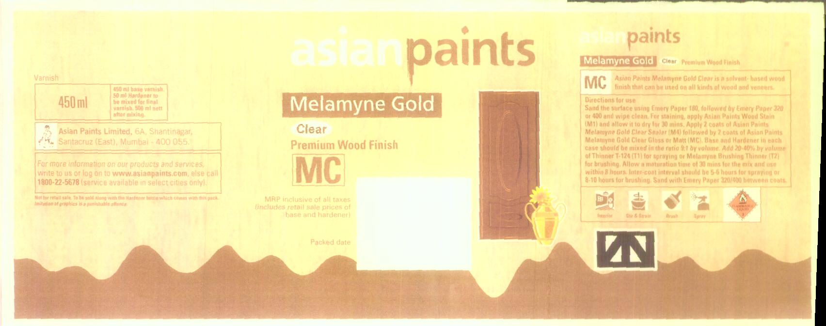 Asian Paints Melamyne Gold (label) Device mark 1613249 Trademark