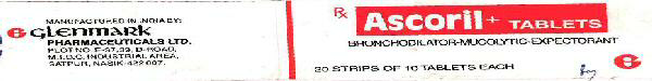 Ascoril + Tablets Device mark 960554 Trademark