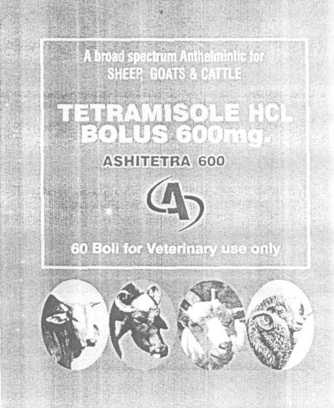 Ashitetra 600 (device Of Animals, Label) Device mark 1591166 Trademark