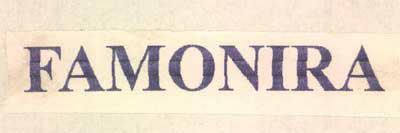 Famonira [lable] Device mark 1167516 Trademark