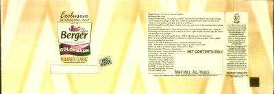 Exclusive, Berger, Colorbank, Walmasta Classic (label) Device mark 1498702 Trademark