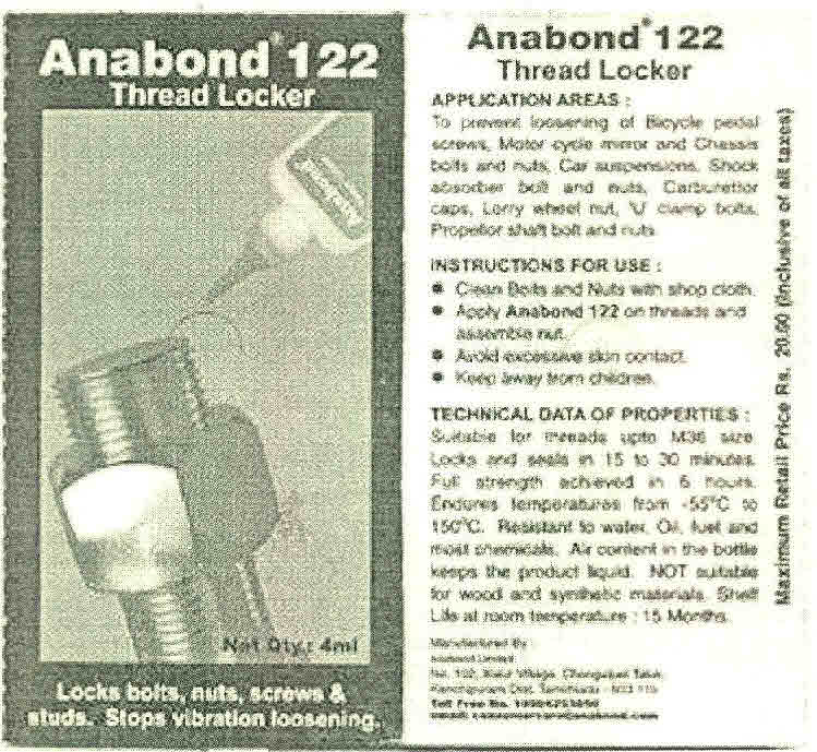 Anabond 122 Thread Locker Device mark 2678233 Trademark