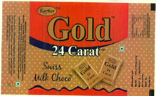 Kartier Gold 24 Carat Swiss Milk Choco Device mark 2655015 Trademark